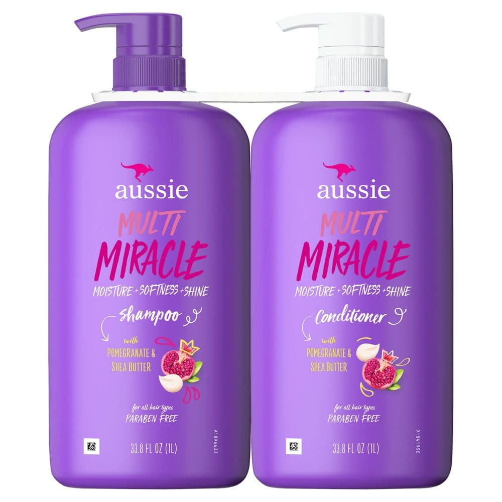 Aussie Multi Miracle Shampoo and Conditioner Moisture + Softness + Shine (33.8 fl. oz. 2 pk.) - Fabulous Faves with P&G - ShelHealth