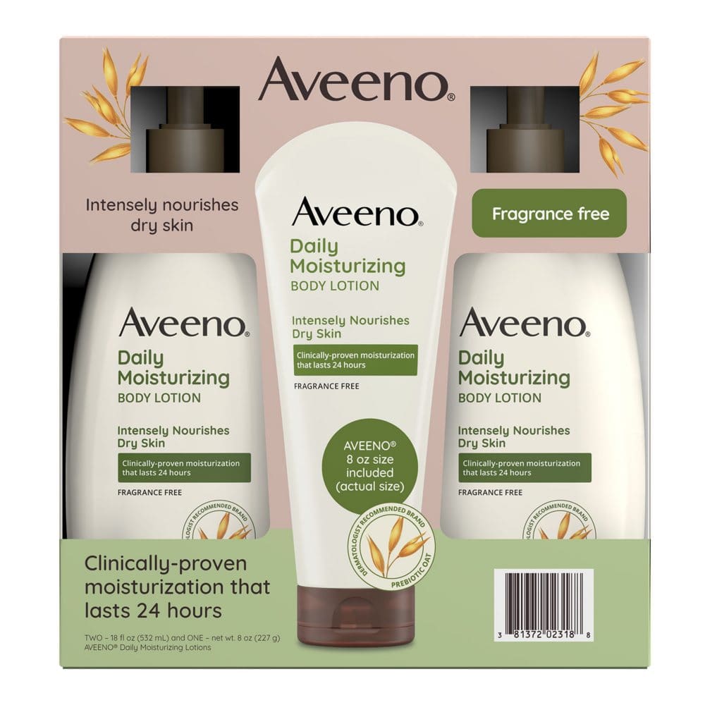 Aveeno Daily Moisturizing Body Lotion (18 fl. oz. 2 pk. + 8 oz. Tube) - Bath & Body - Aveeno