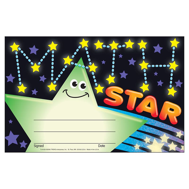 Awards Math Star (Pack of 10) - Math - Trend Enterprises Inc.