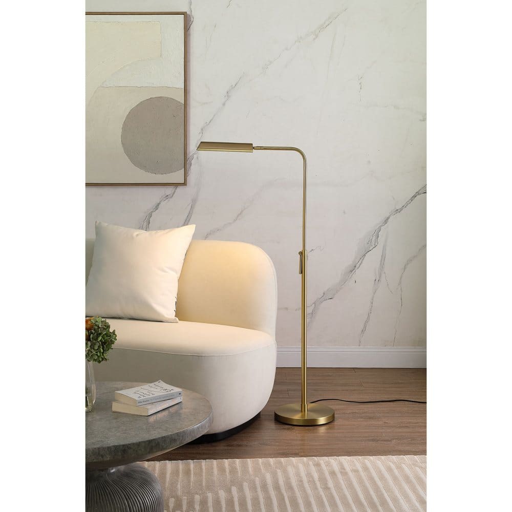 Azalea Park Modern LED Adjustable Task Floor Lamp Brushed Brass - Lamps - ShelHealth