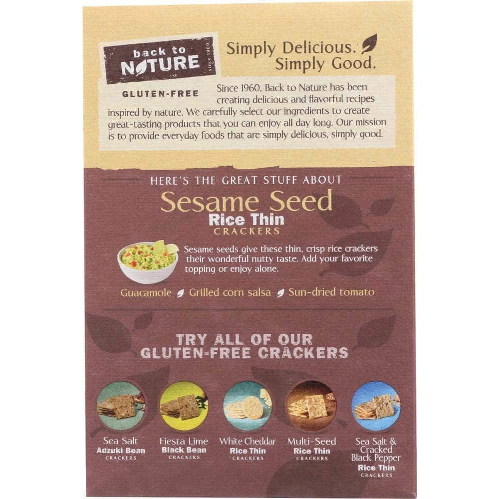 Back To Nature Back To Nature Gluten Free Sesame Seed Rice Thin Crackers, 4 oz