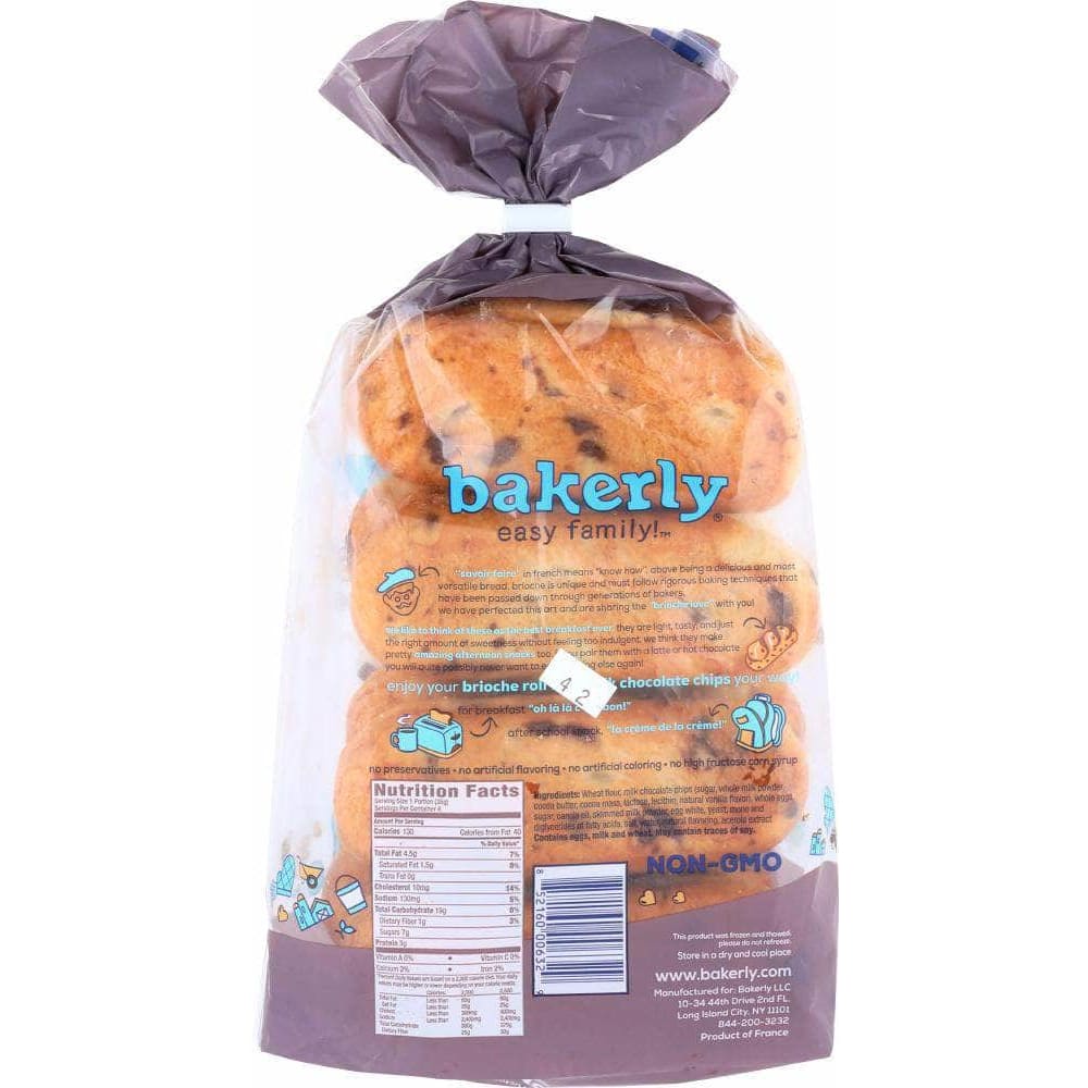 Bakerly Bakerly Brioche Rolls Milk Chocolate Chip, 9.9 oz