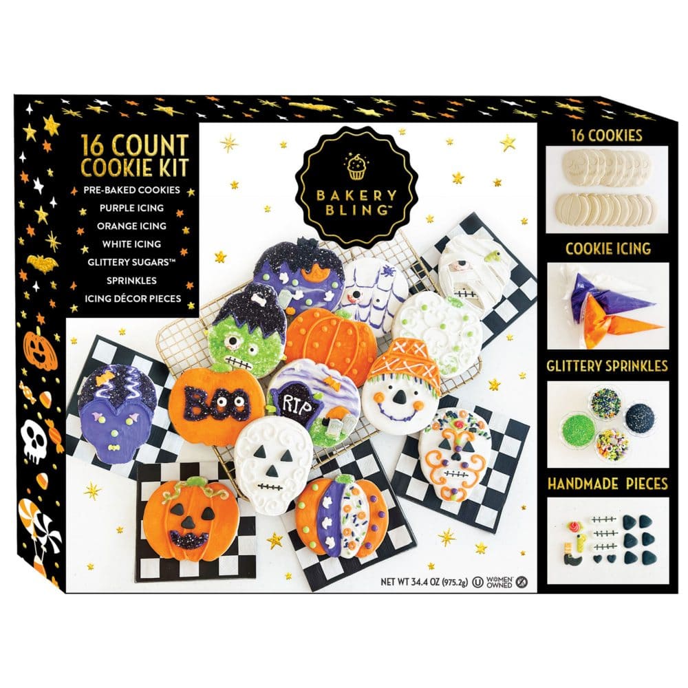 Bakery Bling Halloween 16ct Cookie Decorating Kit 38.2oz - Gifts Under $15 - ShelHealth