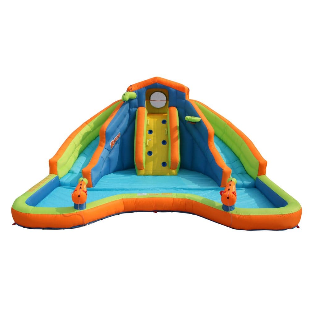 BANZAI Adventure Club Giant Inflatable Water Park Play Center with 2 Water Slides & Climbing Wall - Water Slides & Sprinklers - BANZAI