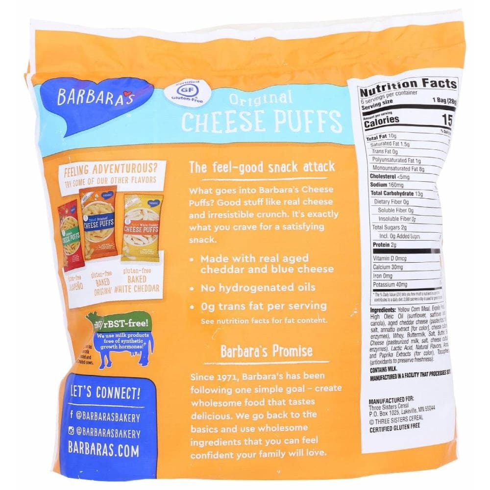 BARBARAS Barbaras Puffs Cheese Multpk 6Pc, 6 Oz