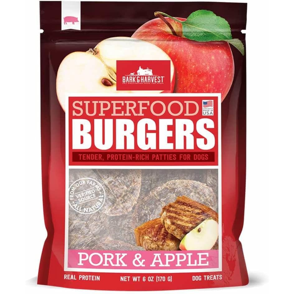 BARK AND HARVEST Pet > Dog Treats BARK AND HARVEST: Superfood Burgers Pork & Apple, 6 oz