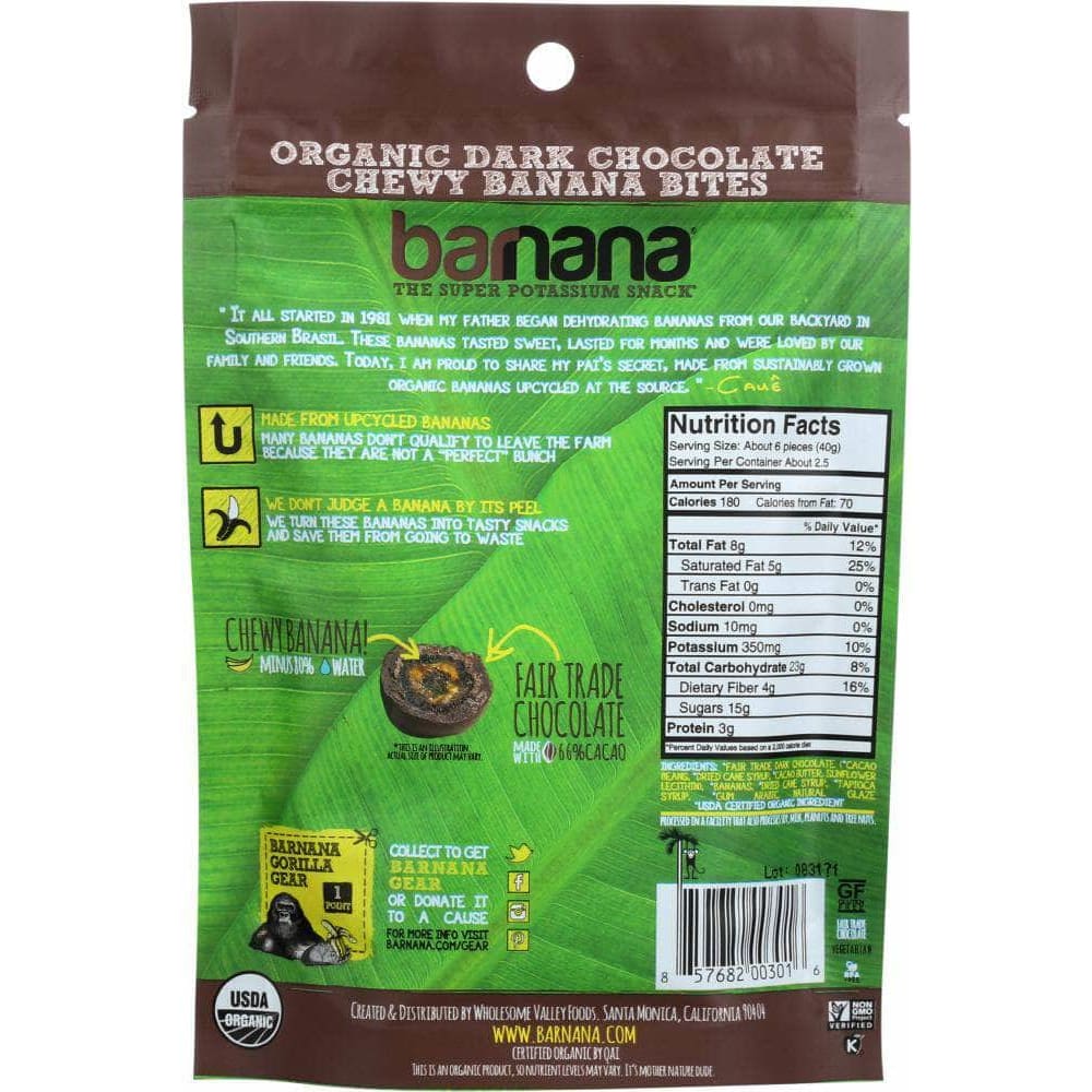 Barnana Barnana Organic Chocolate Chewy Banana Bites, 3.5 oz