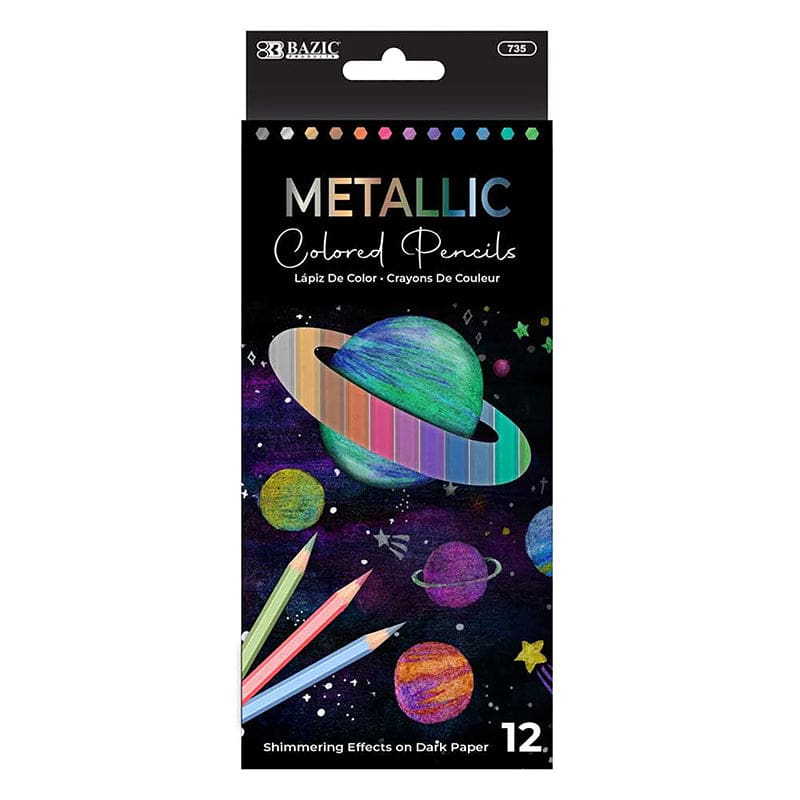 Bazic 12Ct Metallic Colored Pencils (Pack of 12) - Colored Pencils - Bazic Products