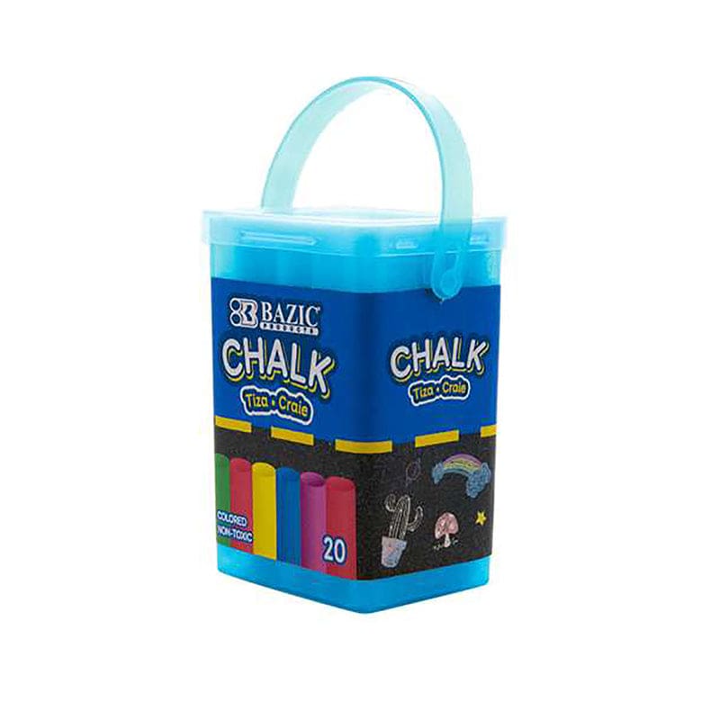 Bazic 20Ct Color Chalk In Bucket (Pack of 12) - Chalk - Bazic Products