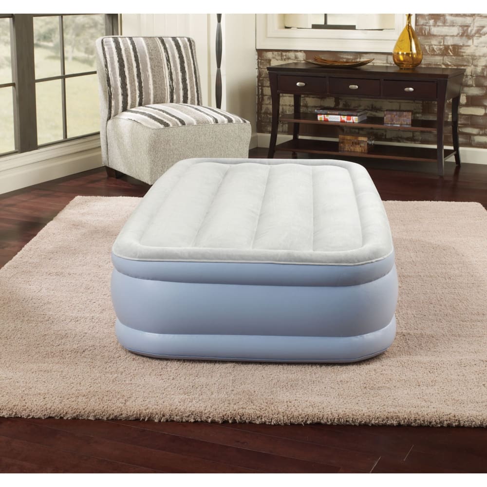 Beautyrest Beautyrest Hi-Loft 17 Twin Size Air Mattress with Express Pump - Light Blue - Home/Sports & Fitness/Camping/Camping Accessories/