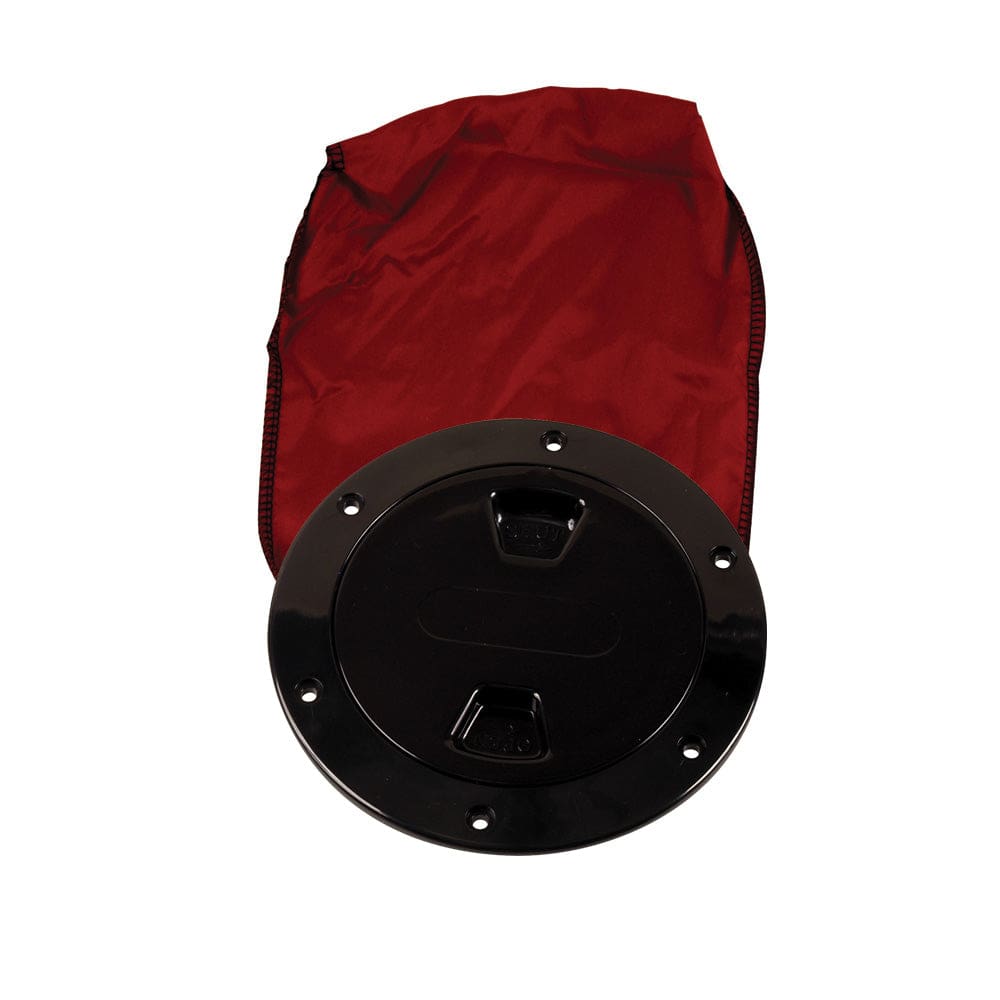 Beckson 4 Stow-Away Deck Plate - Black w/ 12 Bag - Marine Hardware | Deck Plates - Beckson Marine