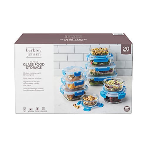 Berkley Jensen 20 pc. Glass Food Storage Set with Airtight Locking Lids - Home/WOW Deals/Home Deals/ - Berkley Jensen