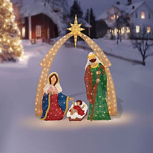 Berkley Jensen 4 pc. Lighted Outdoor Nativity Scene - Home/Seasonal/Holiday/Holiday Decor/Christmas Decor/ - Berkley Jensen