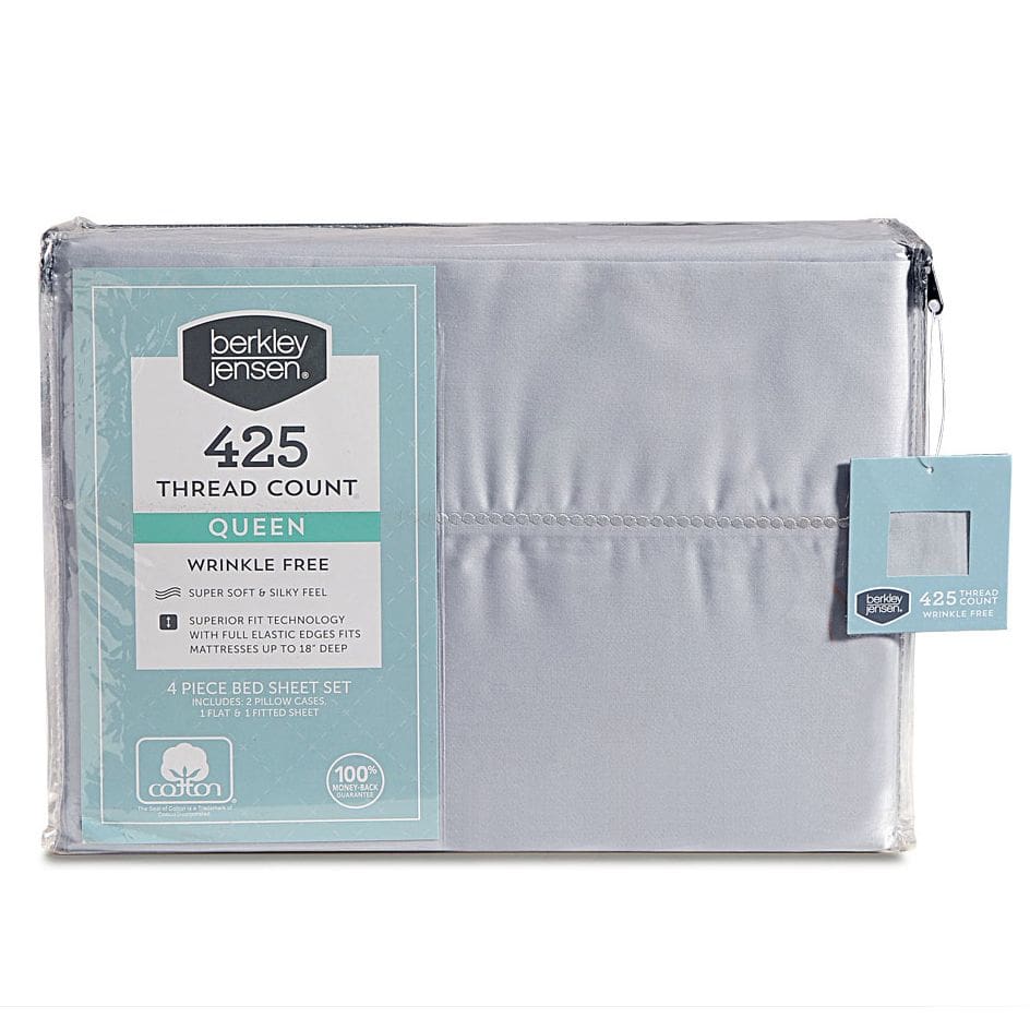 Berkley Jensen 425 Thread Count Queen Size Sheet Set - Harbor Mist - Home/Home/Bedding & Bath/Sheet Sets/ - Unbranded