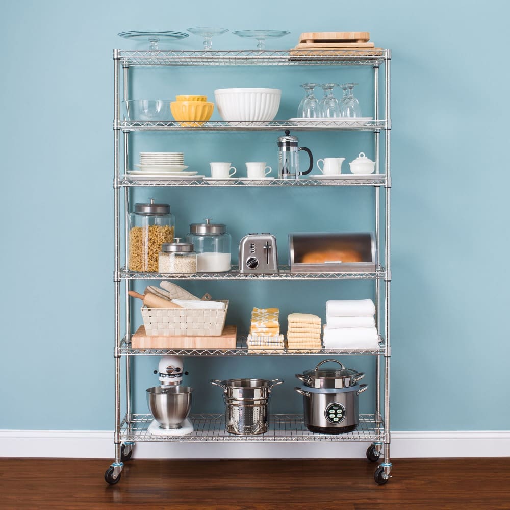 Berkley Jensen 48 6-Shelf Steel Rack - Chrome - Berkley Jensen