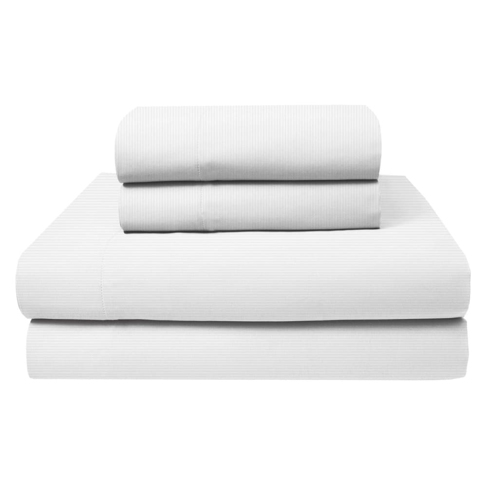 Berkley Jensen 600 Thread Count Egyptian Cotton Sateen 4 Pc. King Size Sheets Set - Stripe Brilliant White - Berkley