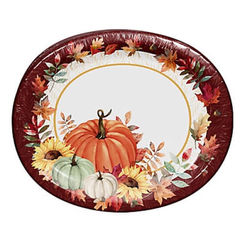 Berkley Jensen Fall Spectacular 10 x 12 Oval Platters 60 ct. - Home/Household Essentials/Paper & Plastic/Disposable Tableware/ - Berkley