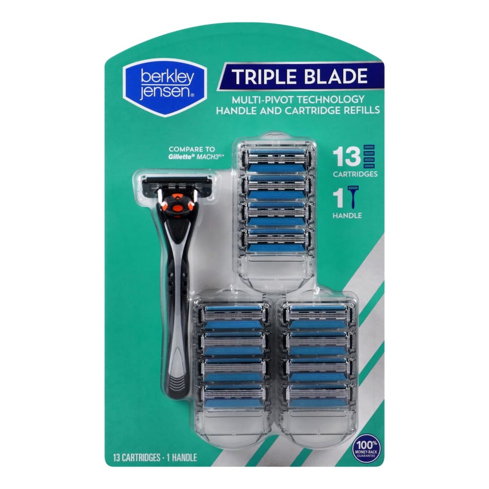 Berkley Jensen Men’s Triple Blade Shaving System Handle with 13 Refills - Berkley Jensen