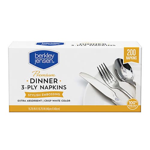 Berkley Jensen Premium Entertaining Napkins 200 ct. - White - Home/Seasonal/Holiday/Holiday Party Supplies & Cleanup/ - ShelHealth