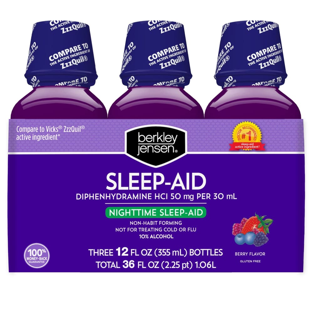 Berkley Jensen’s Night Time Sleep Aid Liquid 3 pk. - Home/Health & Beauty/Medicine Cabinet/Sleep Aids/ - Berkley Jensen