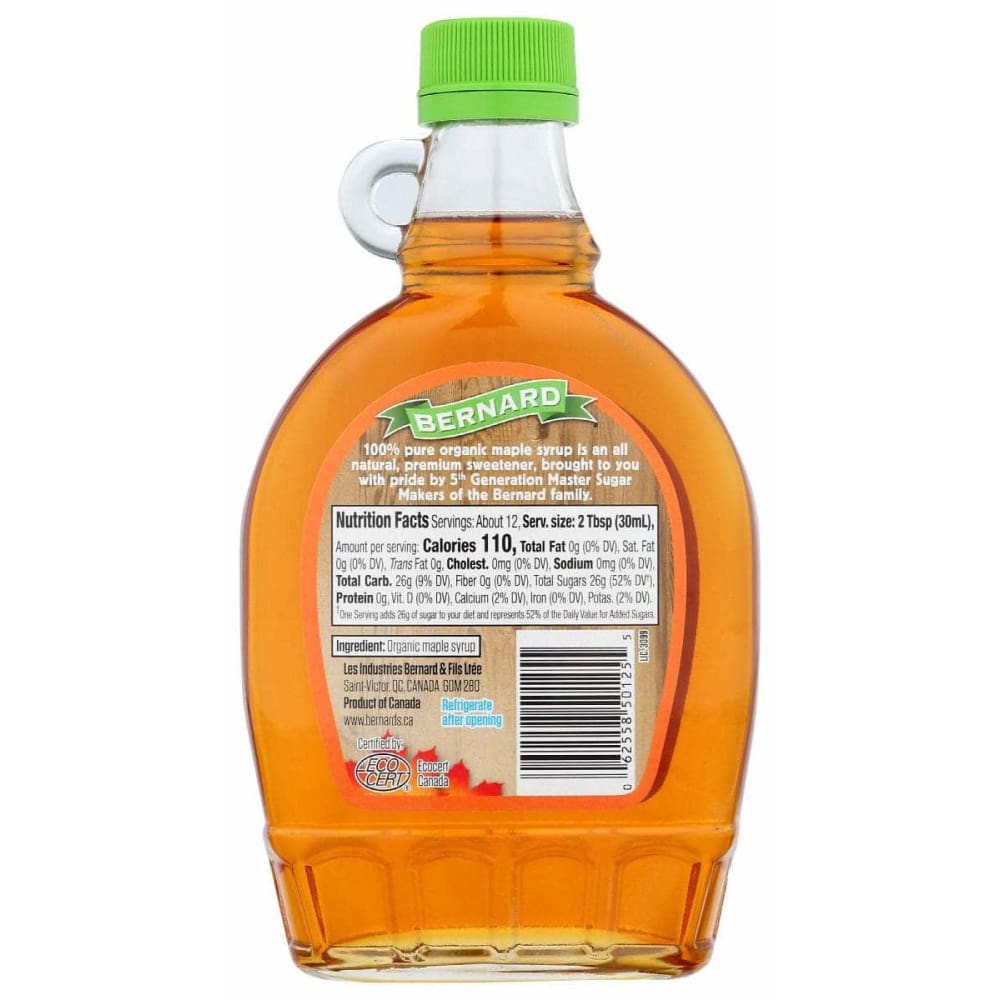 BERNARD Grocery > Breakfast > Breakfast Syrups BERNARD: Pure Organic Maple Syrup, 12.5 fo