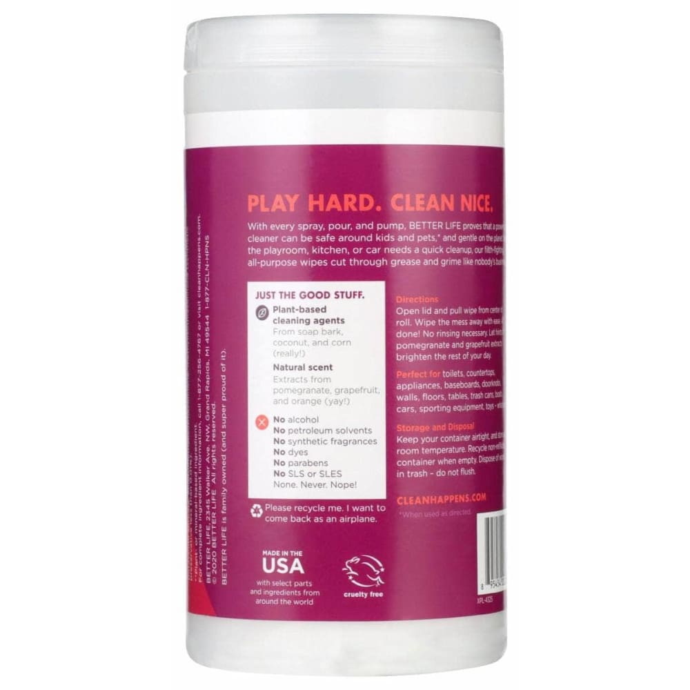 BETTER LIFE Home Products > Household Products BETTER LIFE: Pomegranate Cleaning Wipes, 70 pc