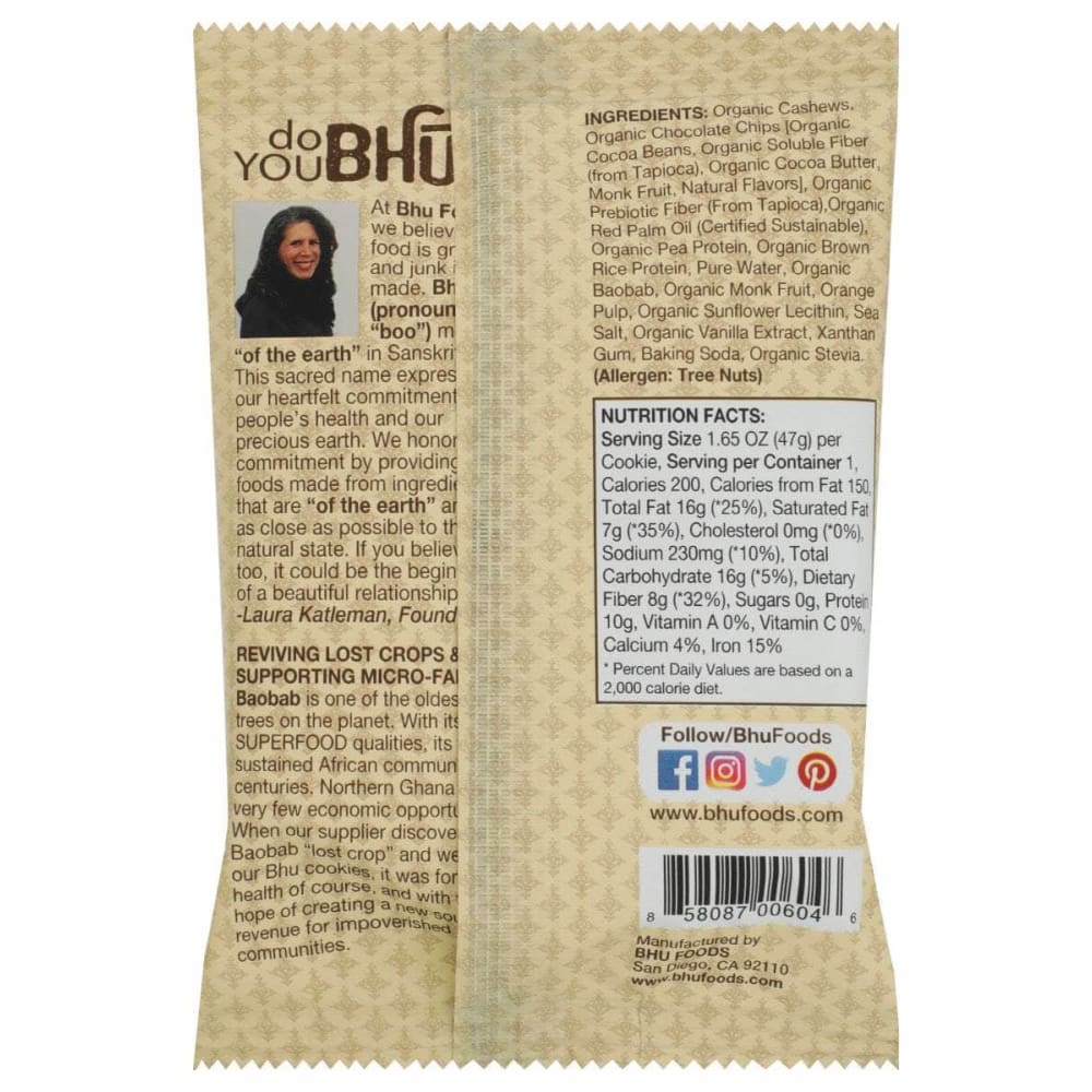 BHU FOODS Bhu Foods Cookie Prtn Choc Chip, 1.65 Oz