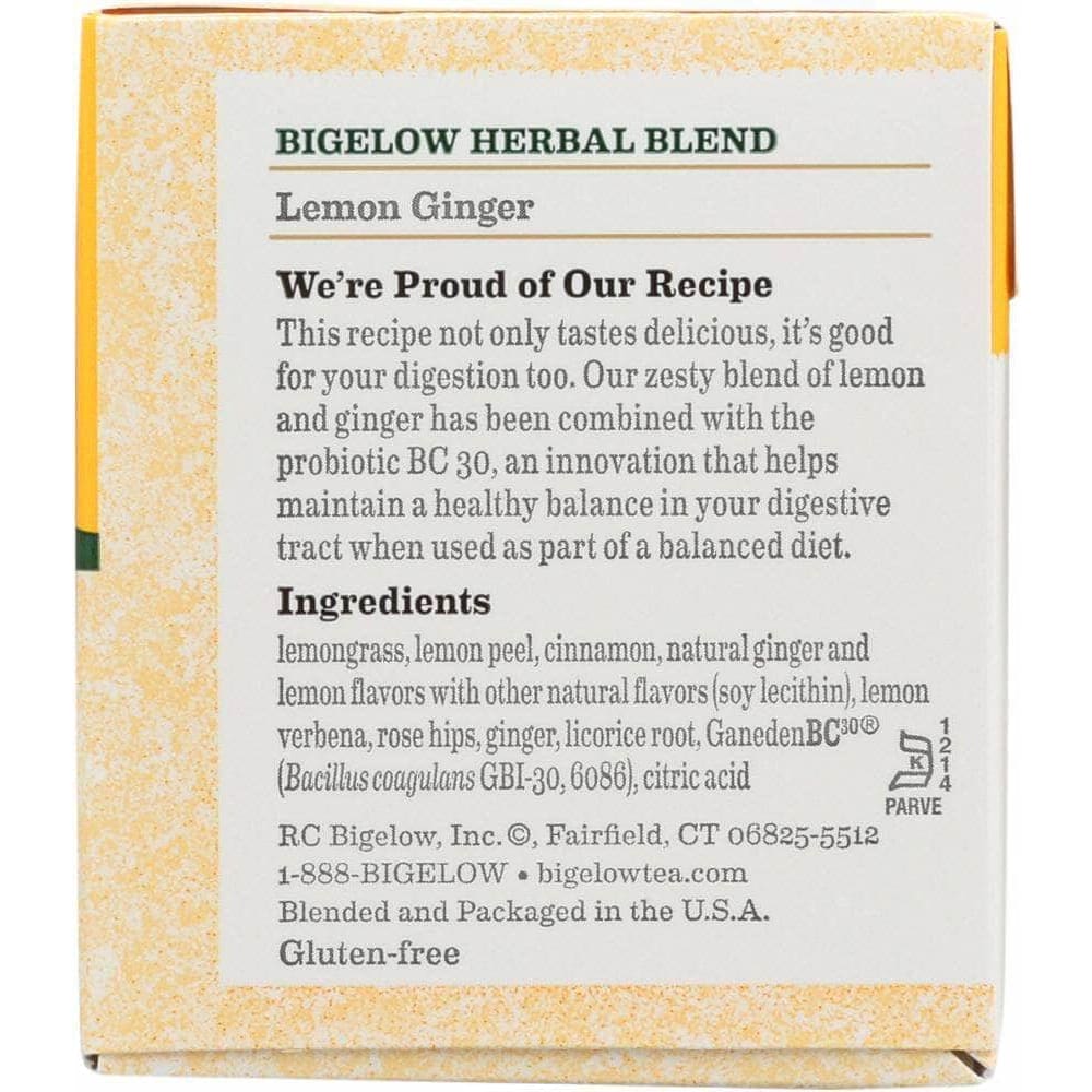 Bigelow Bigelow Lemon Ginger Herbal Tea Probiotics 18 Bags, 1.39 oz