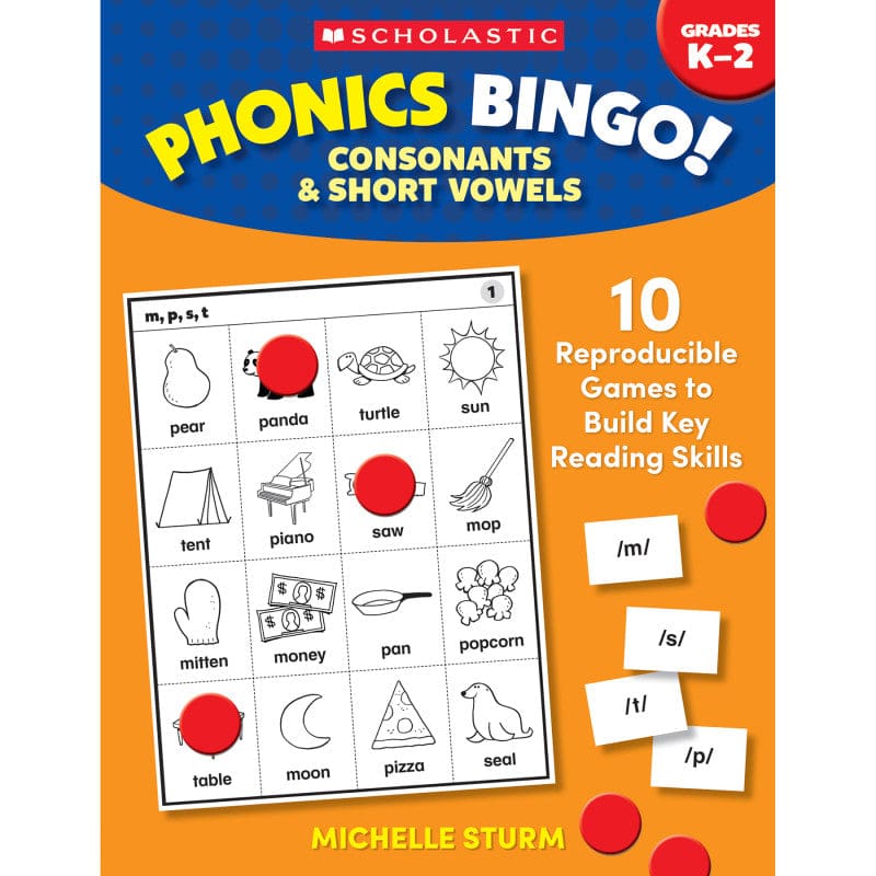 Bingo Consonants & Short Vowels (Pack of 2) - Bingo - Scholastic Teaching Resources
