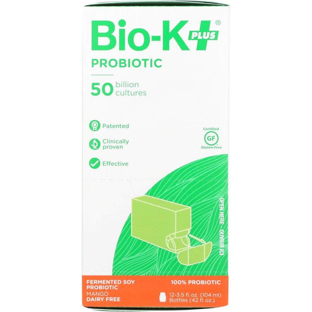 Bio-K+ Bio K Plus Fermented Soy Probiotic Mango 12 Pack, 42 oz