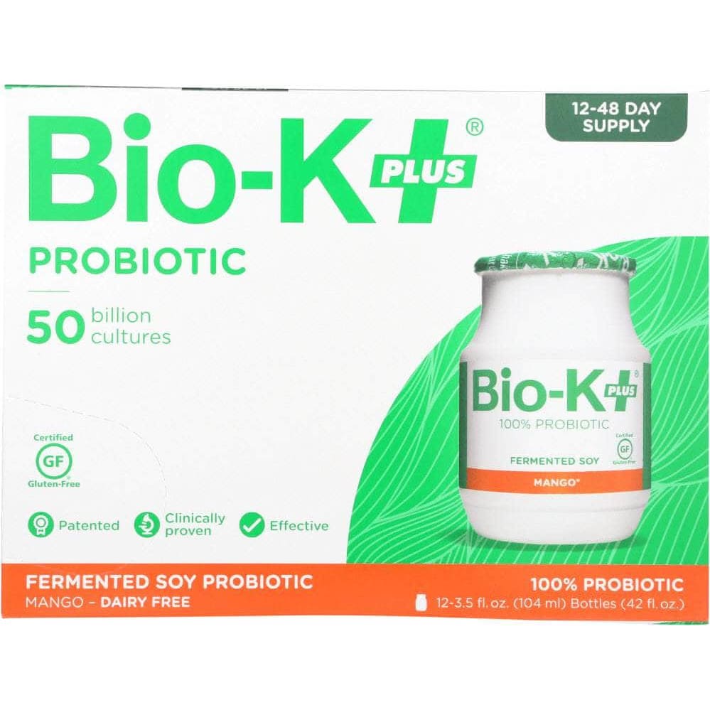 Bio-K+ Bio K Plus Fermented Soy Probiotic Mango 12 Pack, 42 oz