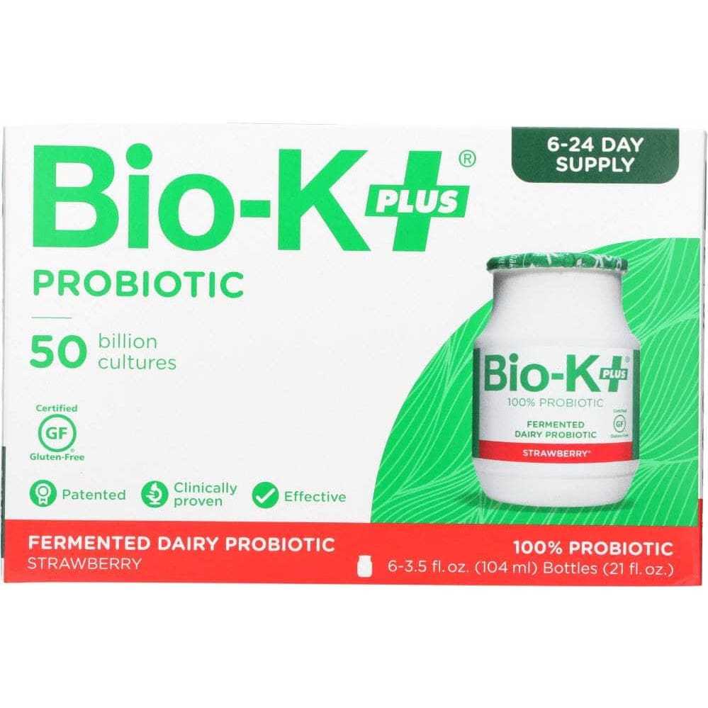 Bio-K+ Bio-K Plus Probiotic Dairy Culture 50 Billion CFUs Strawberry Flavor 6x3.5 oz, 21 oz