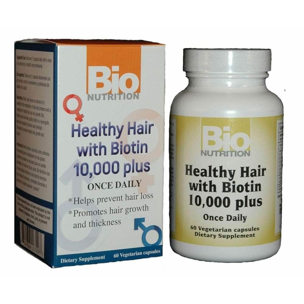 BIO NUTRITION Bio Nutrition Healthy Hair With Biotin 10000 Plus, 60 Vegetarian Capsules