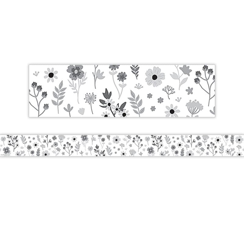 Black And White Floral Trim Straight (Pack of 10) - Border/Trimmer - Teacher Created Resources