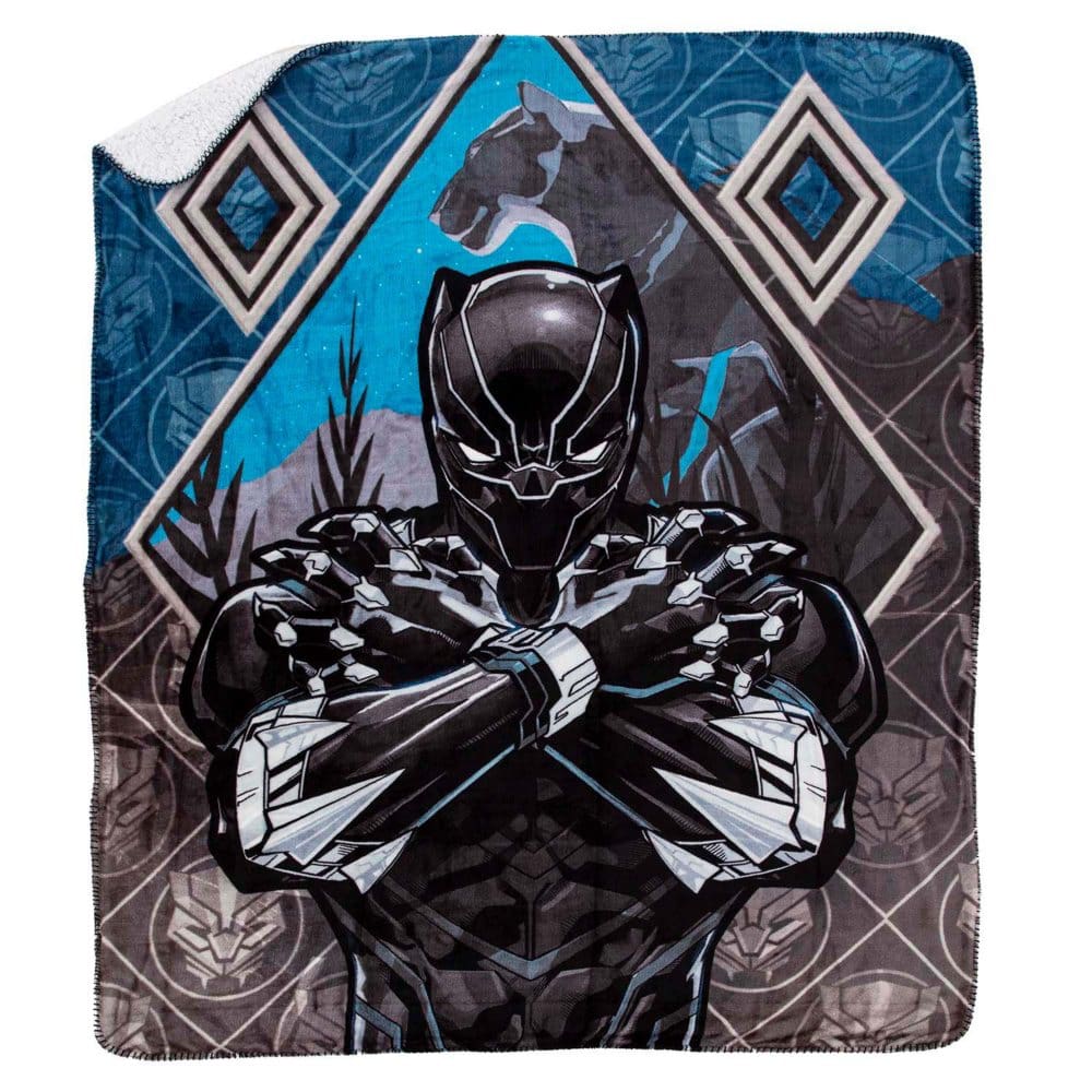 Black Panther I’m Home Cloud Sherpa Throw Blanket 50 x 60 - Kids’ Blankets - Black