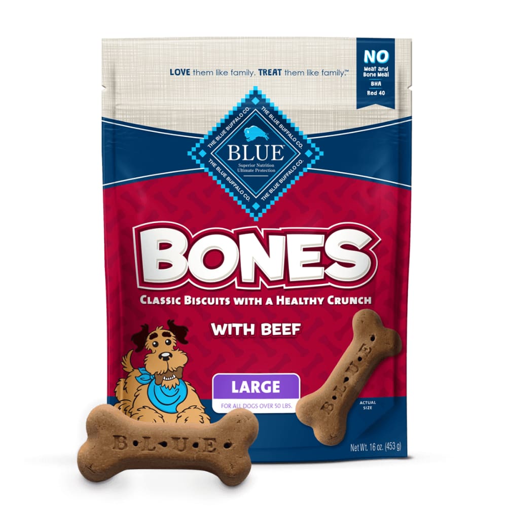 Blue Buffalo Pet > Dog Treats BLUE BUFFALO: Biscuit Lrg Beef Bones, 16 oz