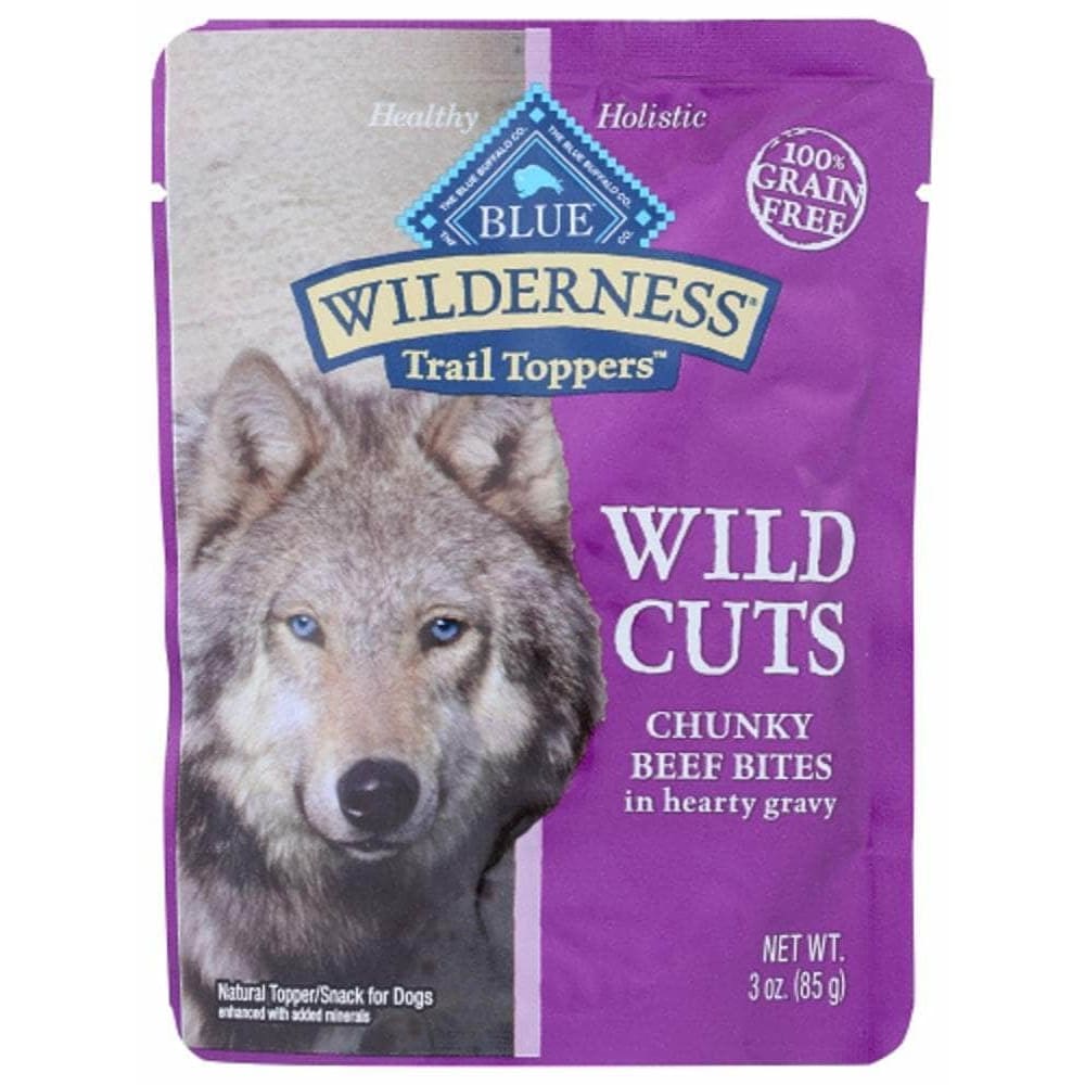 Wilderness Blue Buffalo Wilderness Wild Cuts Trail Toppers Adult Dog Food Chunky Beef Bites in Hearty Gravy, 3 oz
