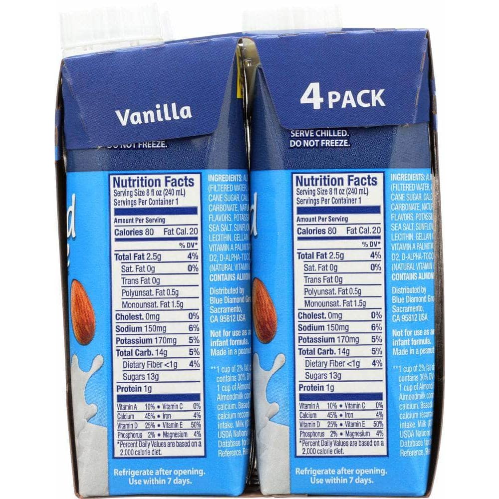 Blue Diamond Blue Diamond Almond Vanilla Beverage 4 Pack, 8 oz