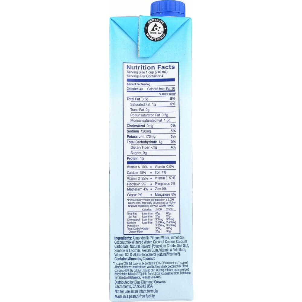 ALMOND BREEZE Blue Diamond Almonds Unsweetened Vanilla Almond Breeze, 32 Oz