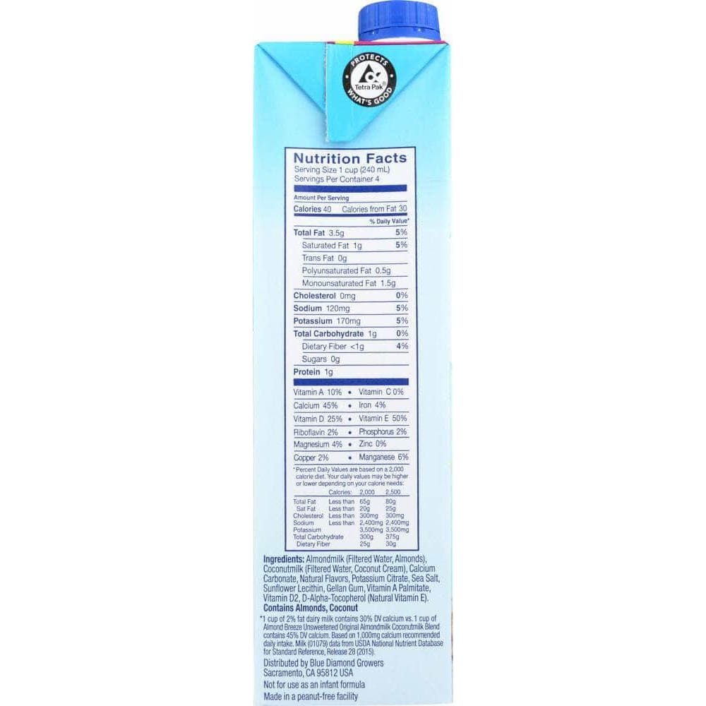 Almond Breeze Blue Diamond Unsweetened Coconut Almond Breeze, 32 oz