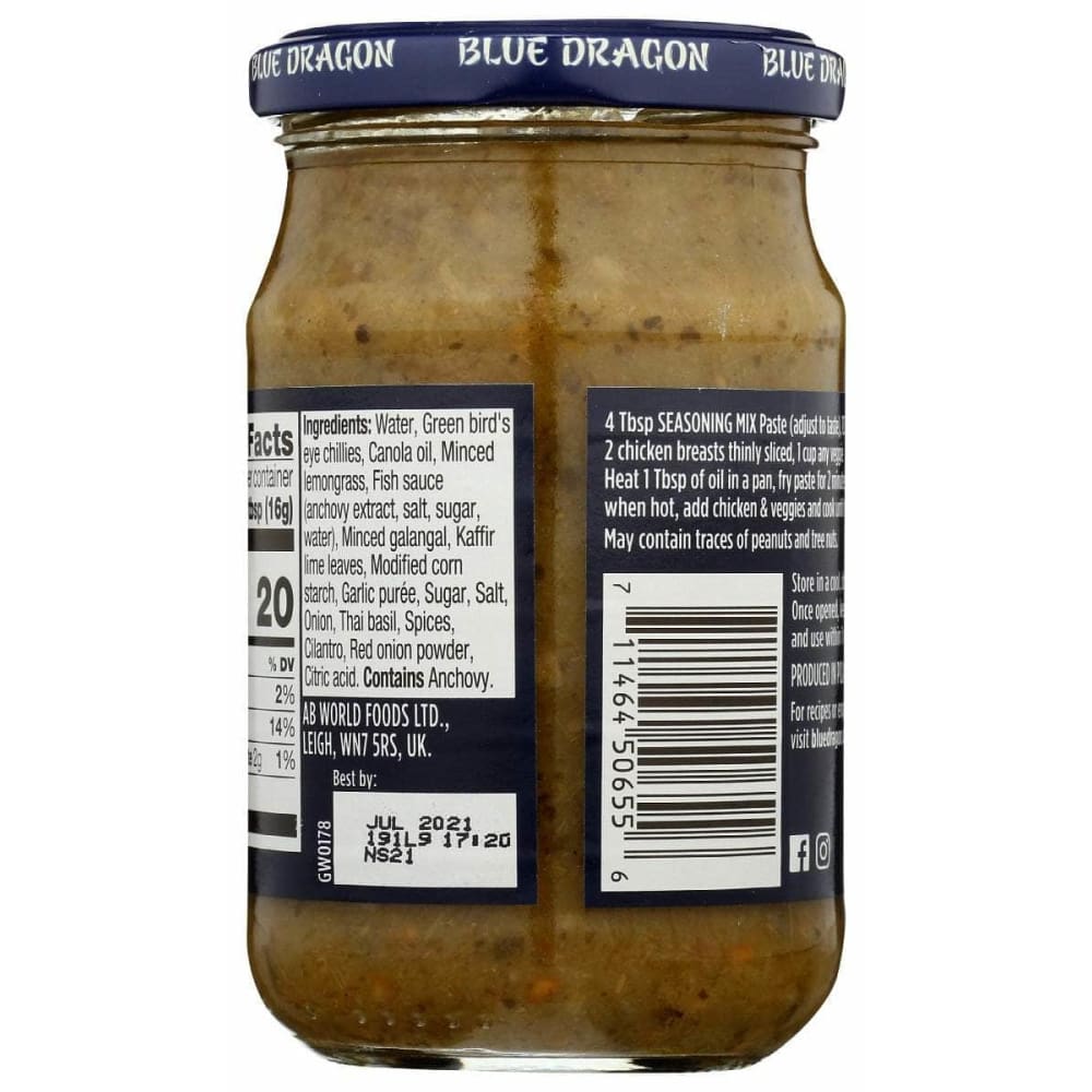 BLUE DRAGON Grocery > Cooking & Baking > Seasonings BLUE DRAGON: Curry Green Paste, 10.2 oz