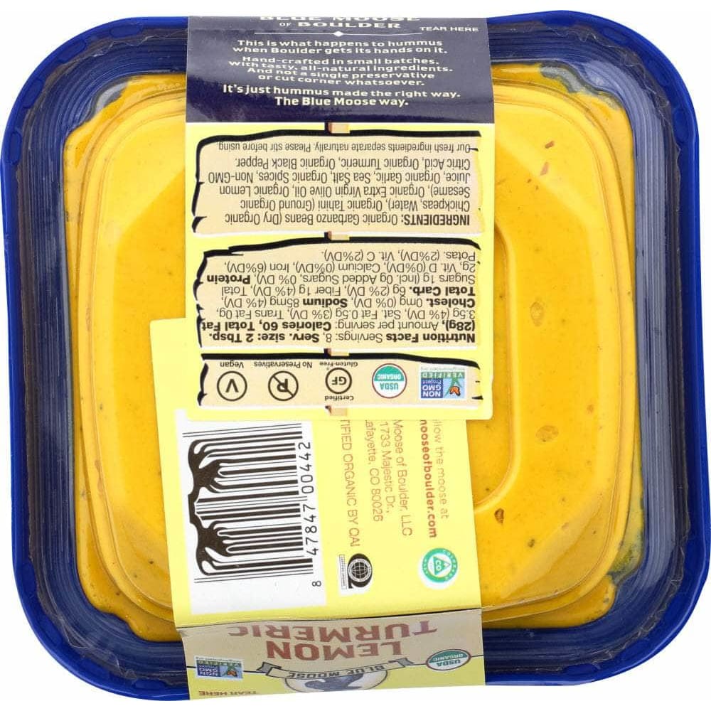 BLUE MOOSE OF BOULDER Grocery > Refrigerated BLUE MOOSE OF BOULDER: Hummus Lemon Turmeric Organic, 8 oz