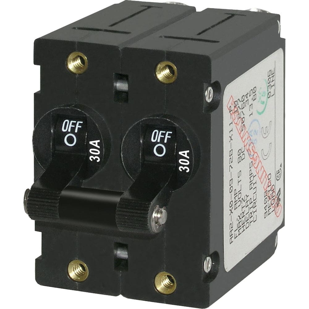 Blue Sea 7237 A-Series Double Pole Toggle - 30A - Black - Electrical | Circuit Breakers - Blue Sea Systems