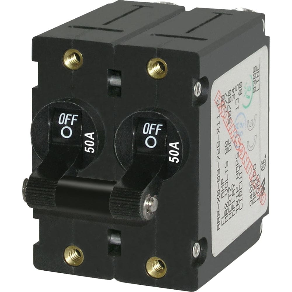 Blue Sea 7241 A-Series Double Pole Toggle - 50A - Black - Electrical | Circuit Breakers - Blue Sea Systems