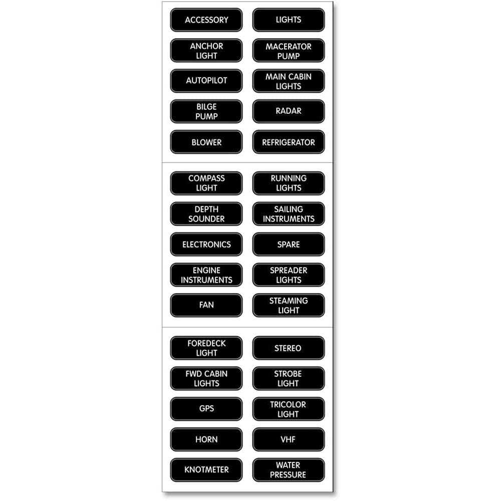 Blue Sea 8030 DC Panel Basic 30 Label Set (Pack of 3) - Electrical | Switches & Accessories - Blue Sea Systems