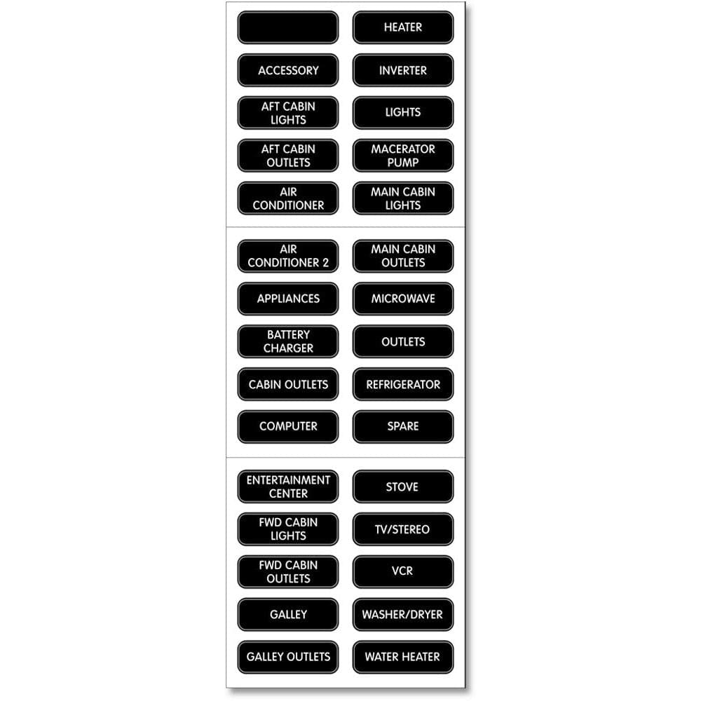 Blue Sea 8031 AC Panel Basic 30 Label Set (Pack of 3) - Electrical | Switches & Accessories - Blue Sea Systems