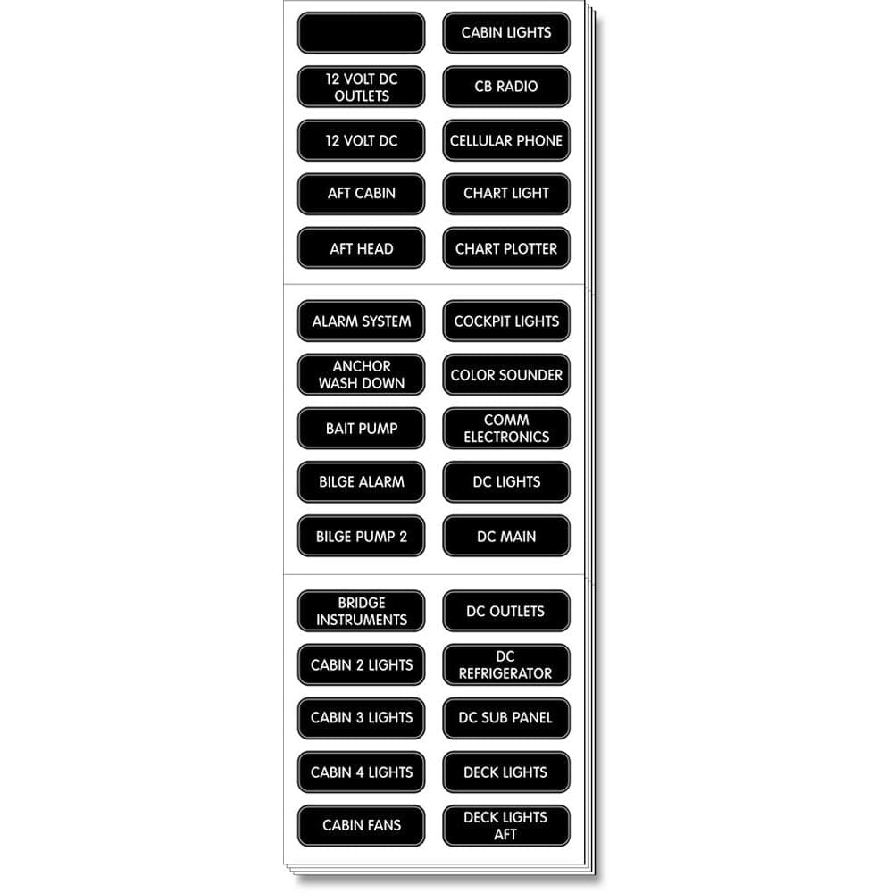 Blue Sea 8039 DC Panel Extended 120 Label Set - Electrical | Switches & Accessories - Blue Sea Systems