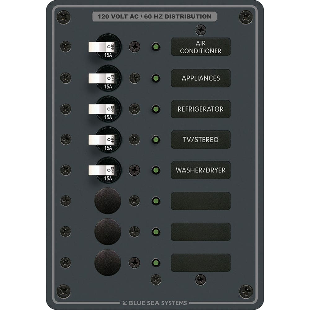 Blue Sea 8059 AC 8 Position Toggle Circuit Breaker Panel - Electrical | Electrical Panels - Blue Sea Systems