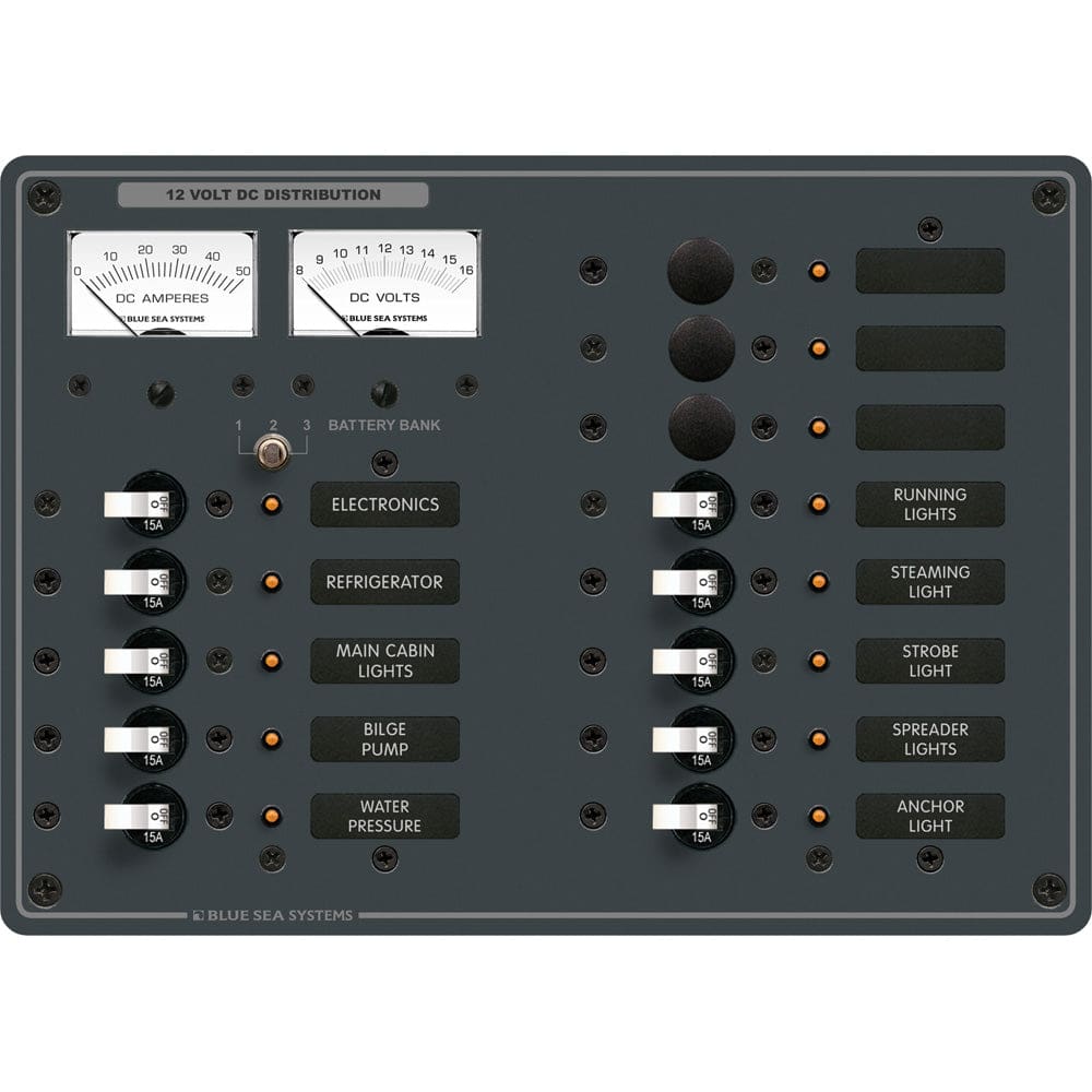 Blue Sea 8068 DC 13 Position Toggle Branch Circuit Breaker Panel - White Switches - Electrical | Electrical Panels - Blue Sea Systems