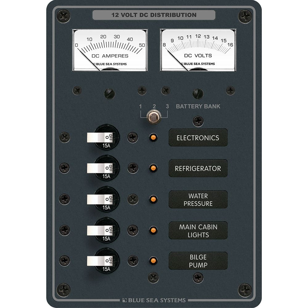 Blue Sea 8081 DC 5 Position Toggle Branch Circuit Breaker Panel - White Switches - Electrical | Electrical Panels - Blue Sea Systems